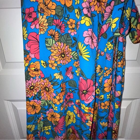 New, Sugarlips Twiggy Floral Lunar Print Full Wrap Short Sleeve Maxi Dress - Picture 7 of 13